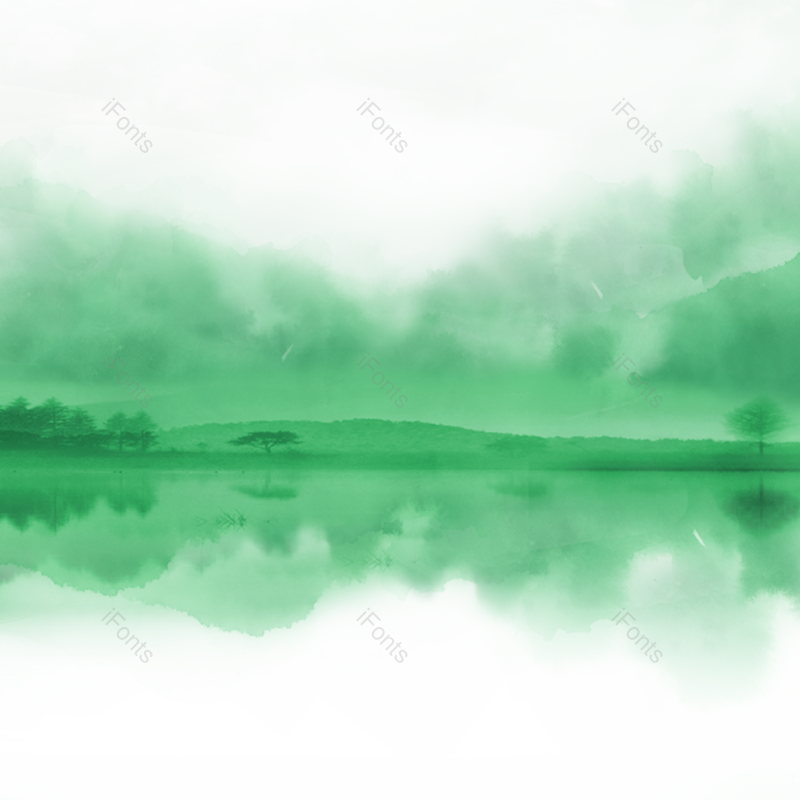 水墨图片,中国风元素,风景素材PNG,绿色免抠素材